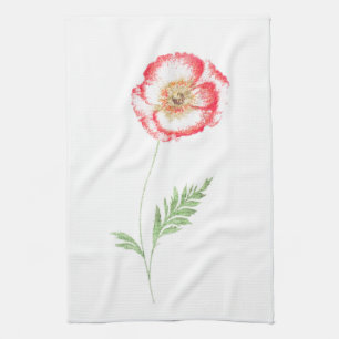 Wild poppy flower tea towel
