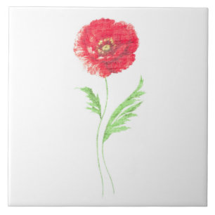 Wild poppy flower tile