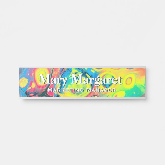 Wild Psychedelic Acrylic Desk Nameplate (Front)