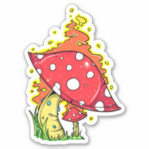 Wild Psychedelic Flaming Mushroom