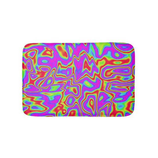 Wild Psychedelic Liquid Colours Bath Mat (Front)
