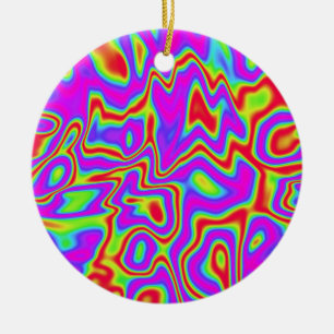 Wild Psychedelic Liquid Colours Ceramic Tree Decoration