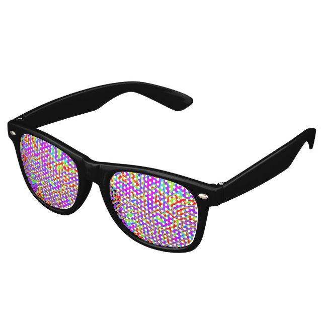 Wild Psychedelic Liquid Colours Retro Sunglasses (Angled)
