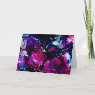 Wild Purple and Blue Abstract Alcohol Ink Painting Card