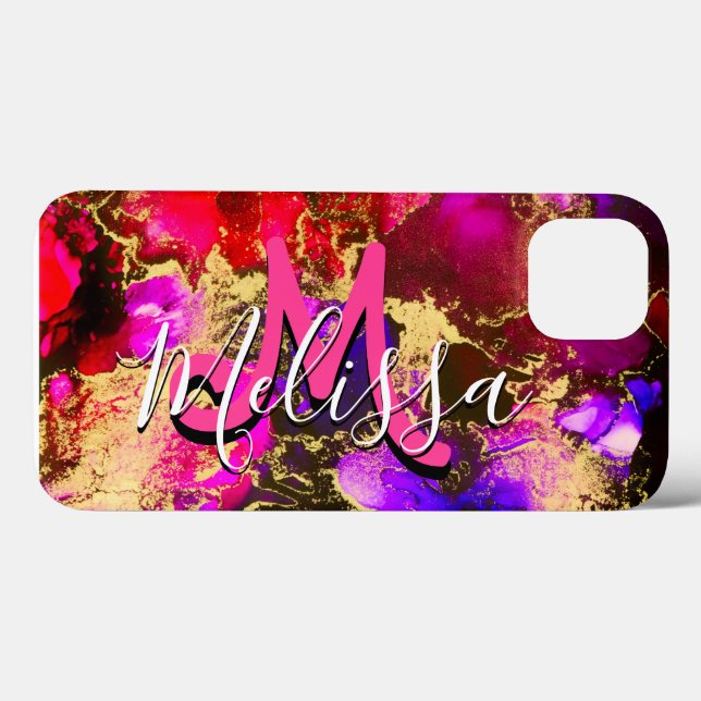 Wild Purple and Fuscia Alcohol Ink Case-Mate iPhone Case (Back (Horizontal))