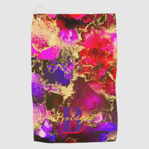 Wild Purple and Fuscia Alcohol Ink Golf Towel