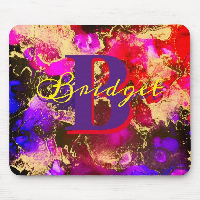 Wild Purple and Fuscia Alcohol Ink Mouse Pad (Front)