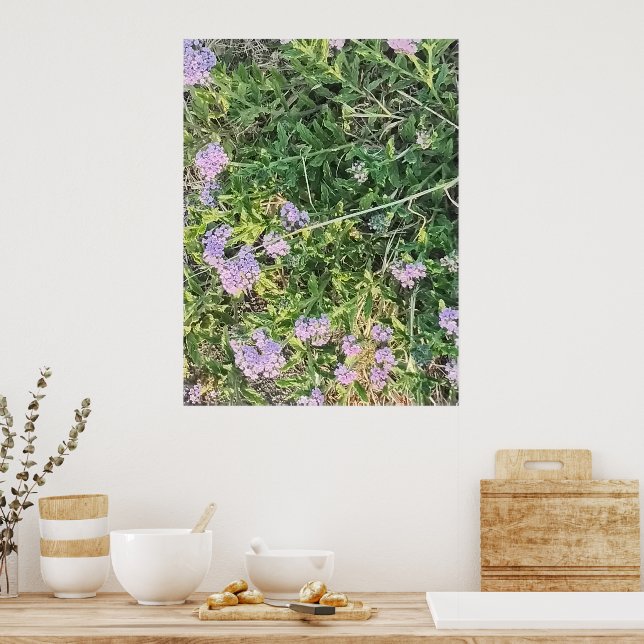 Wild Purple Flowers in Natural Garden Setting Poster (Kitchen)