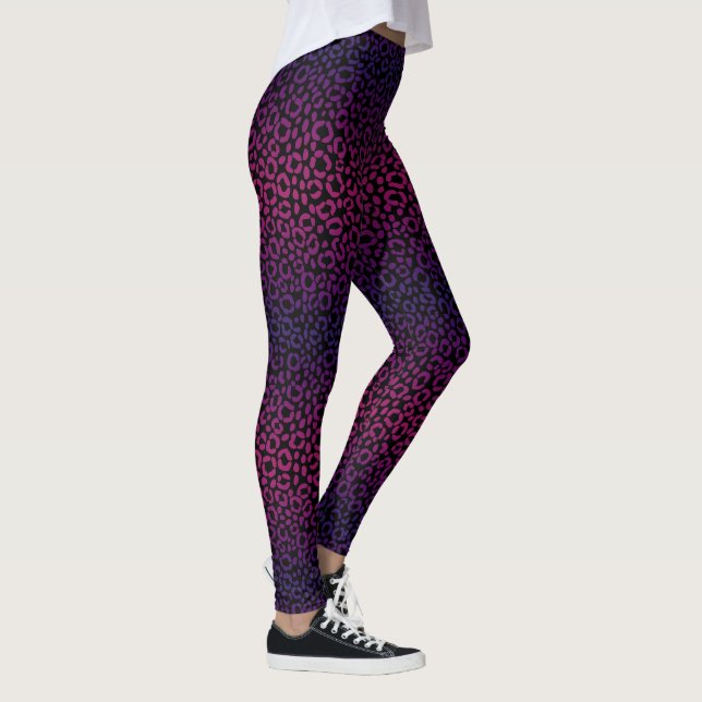 Wild Purple Leopard Print Fur Pattern Leggings (Right)