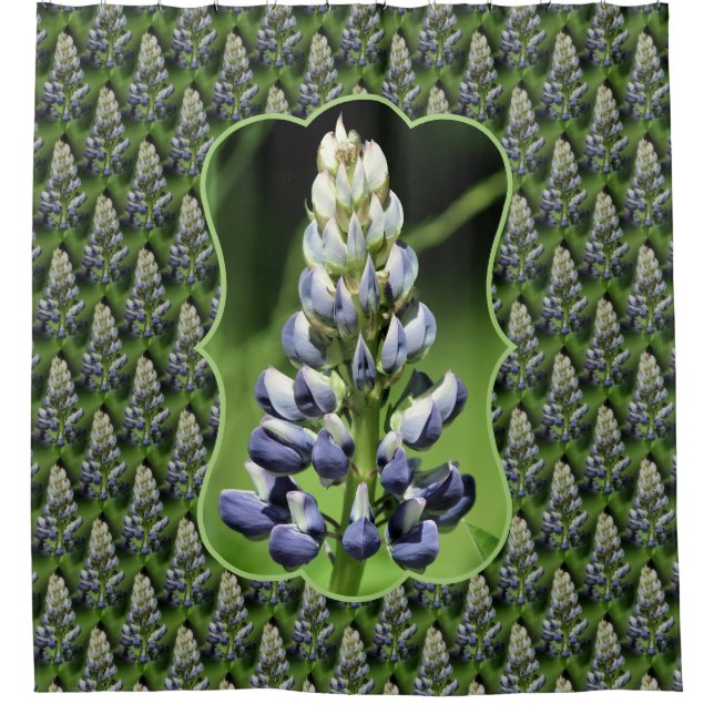Wild Purple Lupine Floral Nature Pattern Shower Curtain (Front)