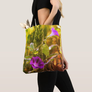 Wild Purple Morning Glory Flowers Abstract Tote Bag