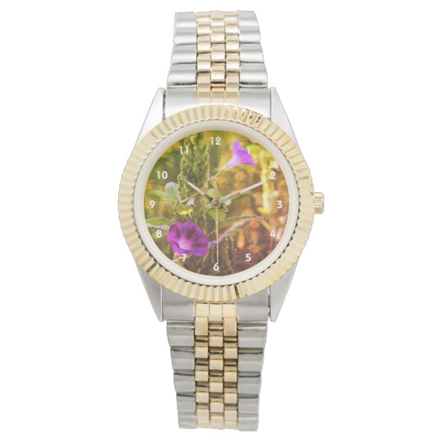 Wild Purple Morning Glory Flowers Abstract   Watch (Front)