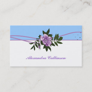 Wild purple rose blue, white floral business card