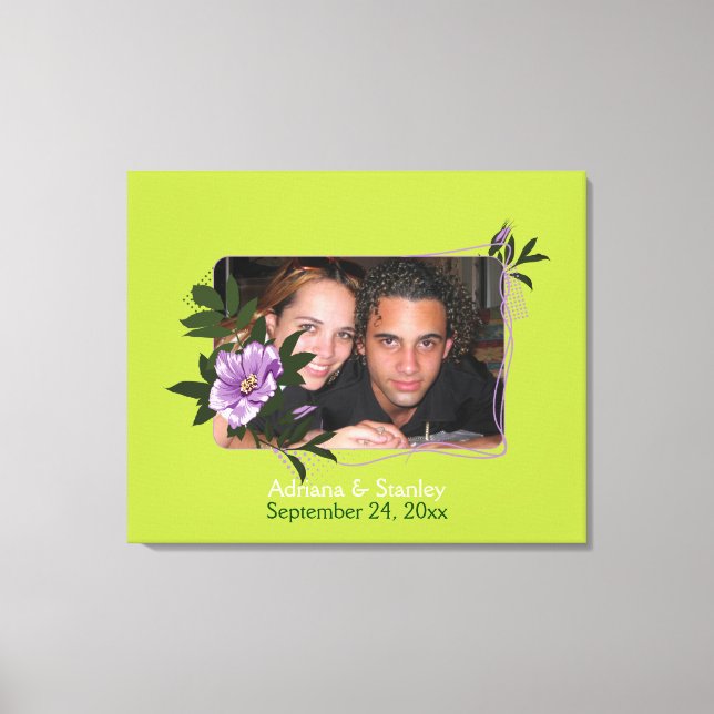 Wild purple rose floral wedding photo canvas print (Front)