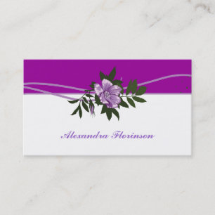Wild purple rose purpl, white floral business card