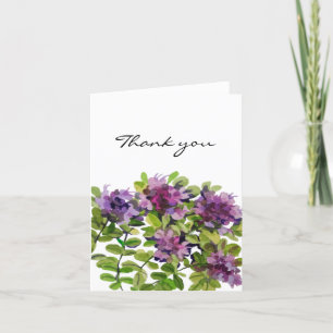 Wild purple thyme flowers thank you card