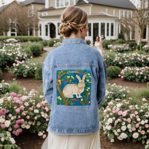 Wild Rabbit and Flowering Branches Denim Jacket