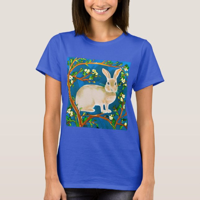Wild Rabbit and Flowering Branches T-Shirt (Front)