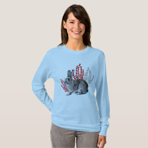 Wild Rabbit with Red and Purple Botanicals T-Shirt