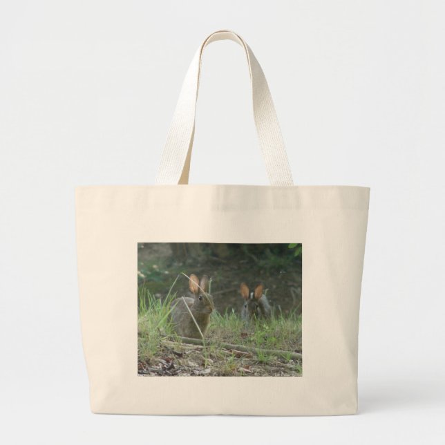 Wild Rabbits Eastern Cottontail Pair Apparel Gifts Large Tote Bag (Front)