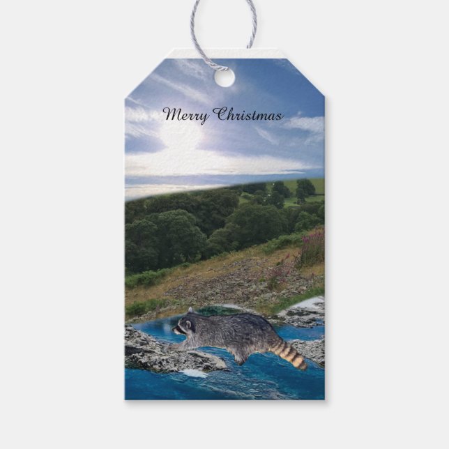 Wild Racoon Christmas Gift Tags (Front)