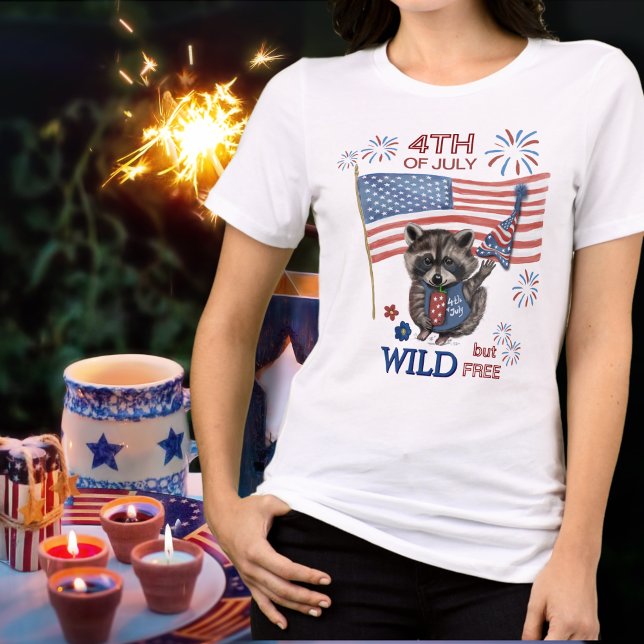 Wild Racoon Girl 4th of July T-Shirt Tri-Blend Shirt (Wild Raccoon Girl 4th of July T-Shirt Tri-Blend Shirt)