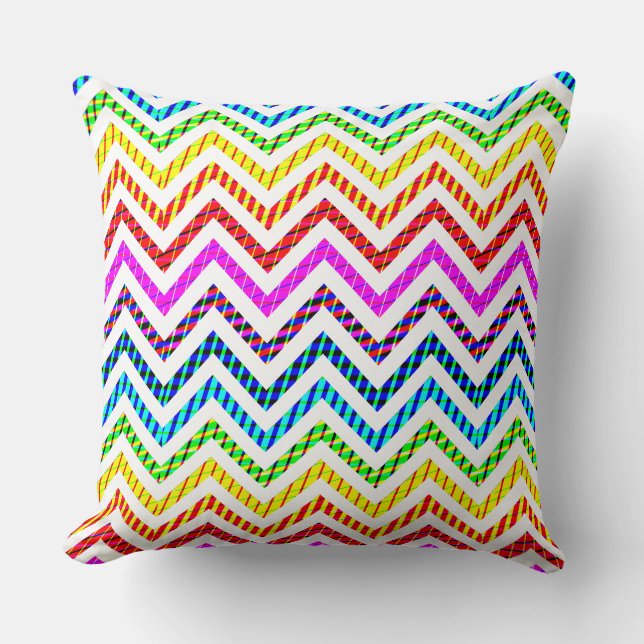 Wild Rainbow Chevron Pattern Cushion (Front)