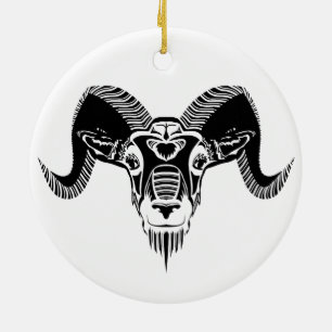 wild ram ceramic tree decoration