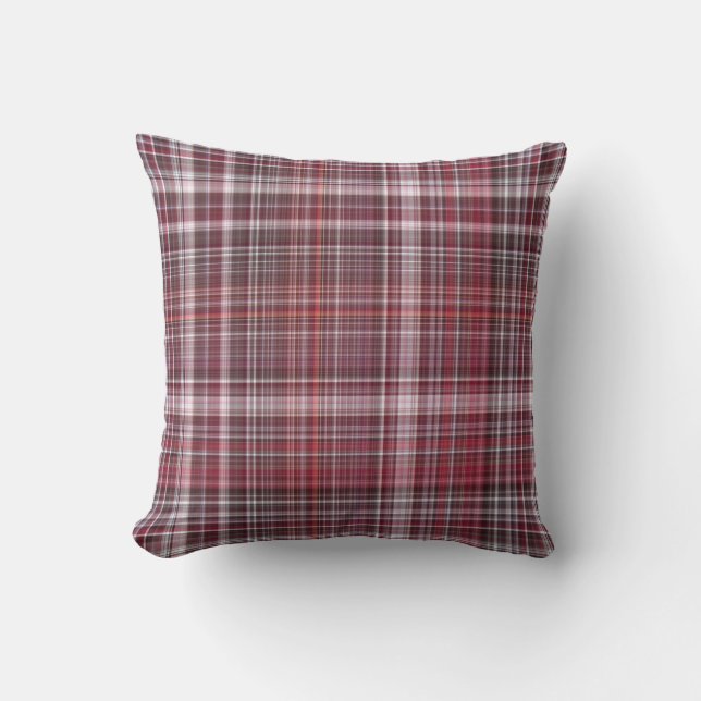 Wild Raspberries Crimson Red Plaid Cushion (Front)