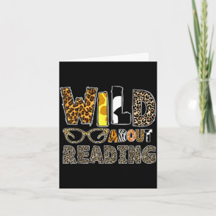 Wild reading book animal children's book lover card