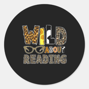 Wild reading book animal children's book lover classic round sticker