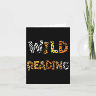Wild reading kids reading books and bookworm card