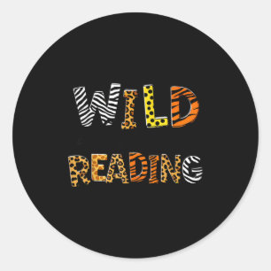 Wild reading kids reading books and bookworm classic round sticker
