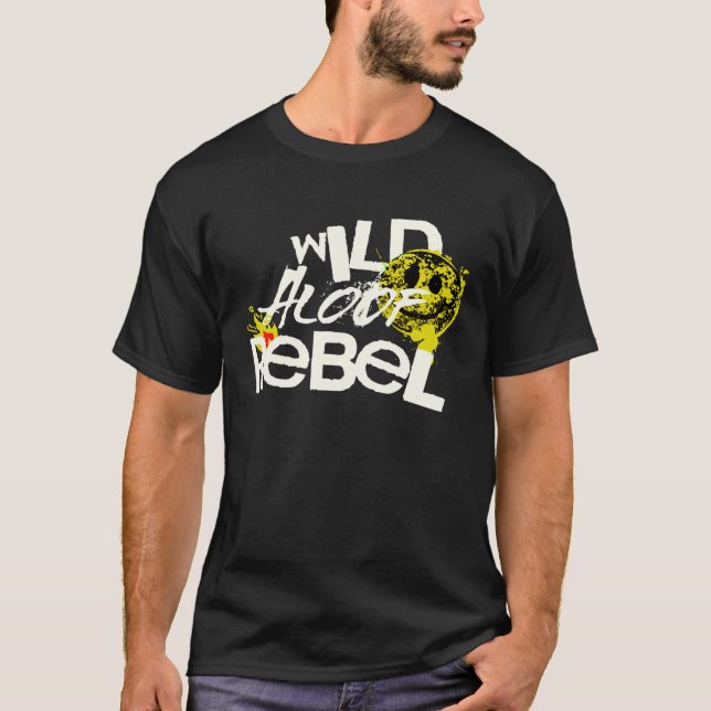 WILD REBEL ALOOF GRAPHIC GRUNGE TYPOGRAPHY T-Shirt (Front)
