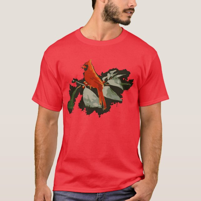 Wild Red Cardinal Bird funny T-Shirt (Front)