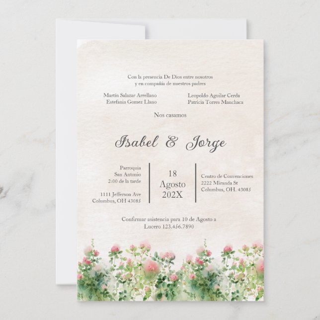 Wild Red flower Wedding Invitation (Front)