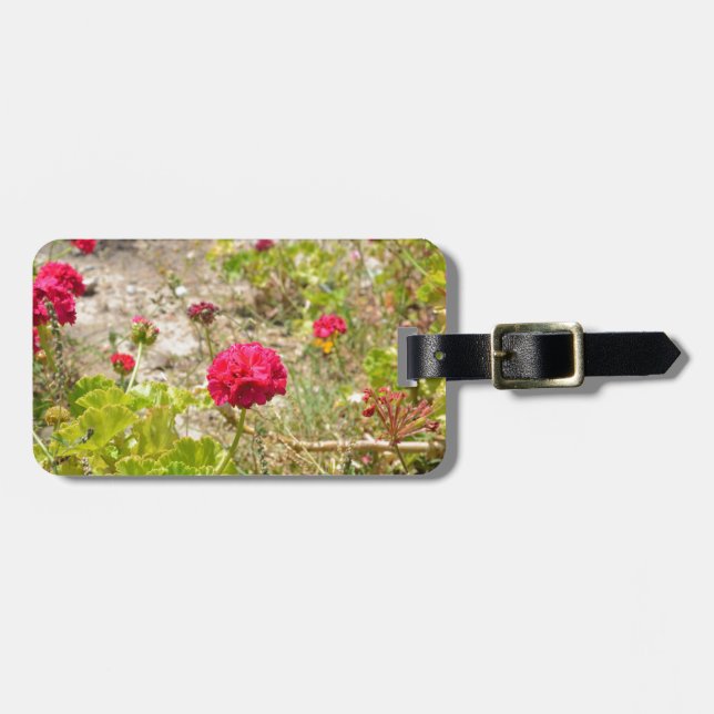 Wild Red Geraniums Luggage Tag (Front Horizontal)