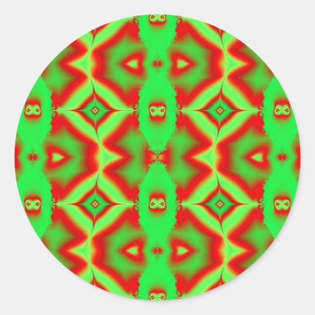 wild red green classic round sticker (Front)
