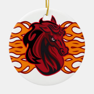 Wild red mustang horse ceramic tree decoration