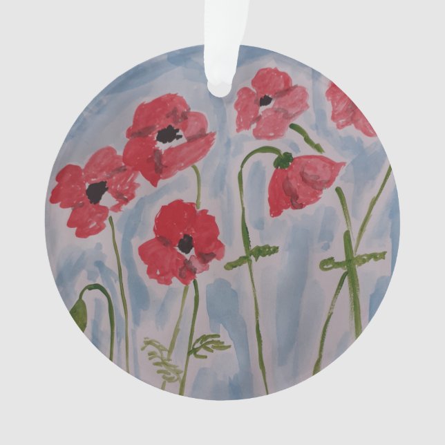 Wild Red Poppies Acrylic Decoration (Front)