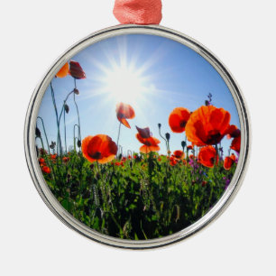 Wild Red Poppies Flowers Metal Tree Decoration