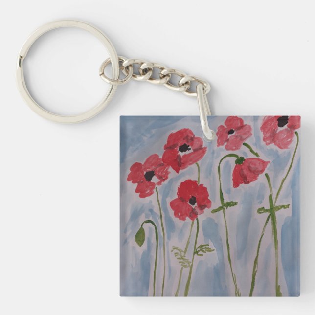 Wild Red Poppies Key Ring (Front)