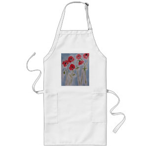 Wild Red Poppies Long Apron