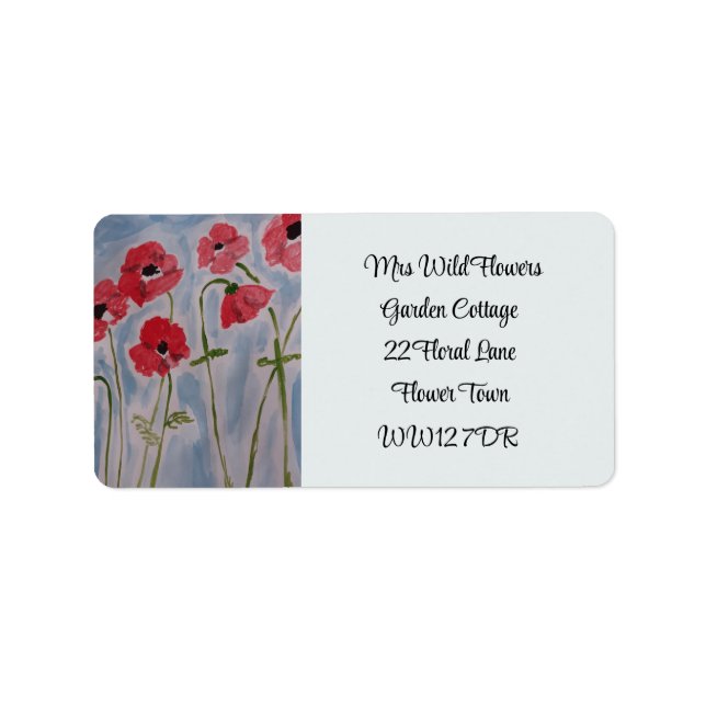 Wild Red Poppies Return Address Label (Front)