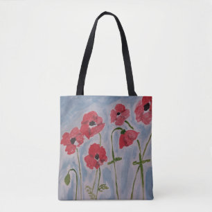 Wild Red Poppies Tote Bag