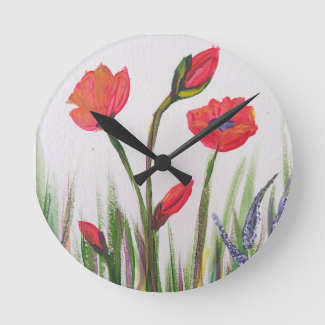 Wild Red poppy Clock (Front)