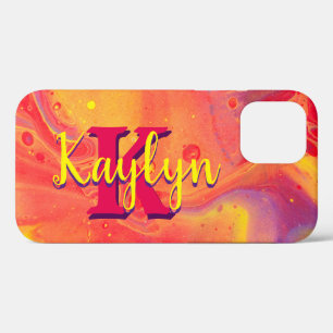 Wild Red Purple Acrylic Flow Art iPhone 12 Pro Case
