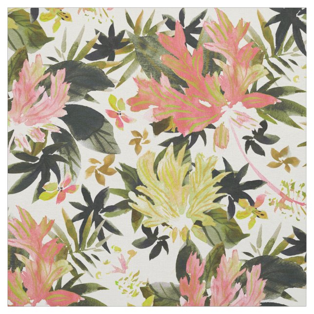 WILD RETREAT Tropical Hibiscus Floral Fabric (Swatch)