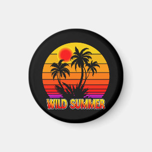 Wild Retro Summer Vibes with Palm Trees Design Magnet