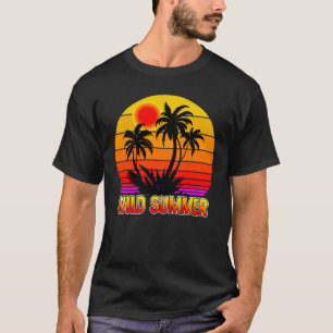 Wild Retro Summer Vibes with Palm Trees Design T-Shirt